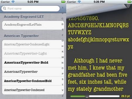 Font Gallery Preview fonts iphone apps