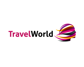 travel world with lady face logo