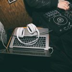 laptop and headsets