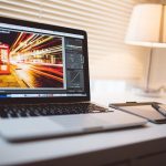 editing on laptop